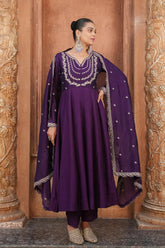 Purple Regal Embroidered Kurta Set with Dupatta