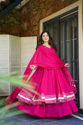 Elegant Pink Flared Anarkali Kurta Set with Matching Dupatta