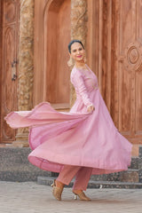 Pink Regal Embroidered Kurta Set with Dupatta