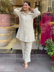 Premium Chanderi Silk With Embroidered Co-Ord Set