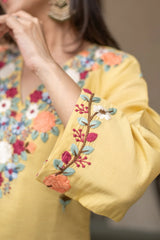 Yellow Embroidered Straight Kurta Set With Pants