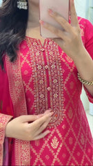 Red Banarasi Silk Premium Suit Set