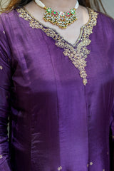 Purple Pure Cotton Silk Suit Set