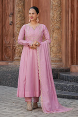 Pink Regal Embroidered Kurta Set with Dupatta