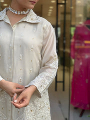 Premium Chanderi Silk With Embroidered Co-Ord Set