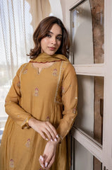 Crimson Embroidered Anarkali Suit Set with Dupatta