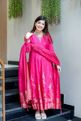 Pink Pure Cotton Silk Suit Set
