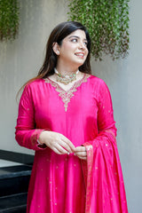Pink Pure Cotton Silk Suit Set